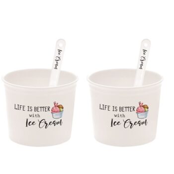 Set 6 coppette gelato con cucchiaini in porcellana Easy Life